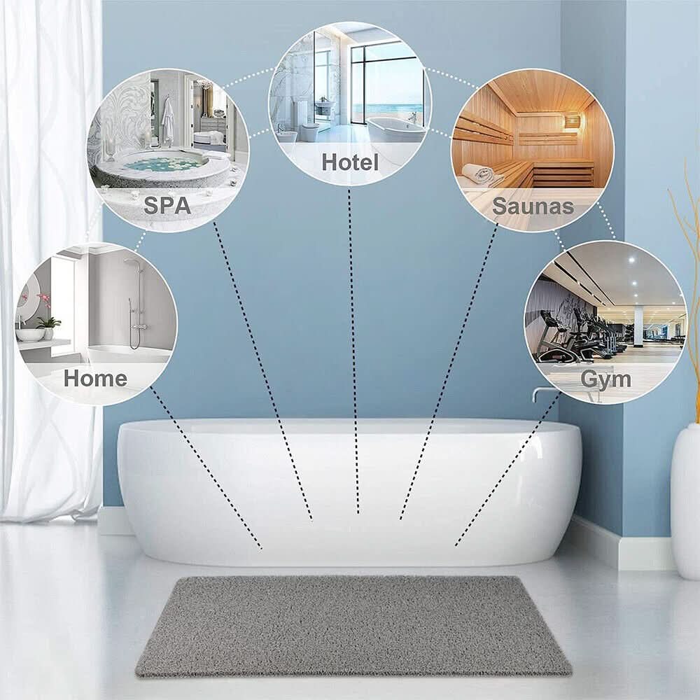 Accessoire de salle de bain: tapis de douche antidérapant en PVC, idéal pour la sécurité et le confort.