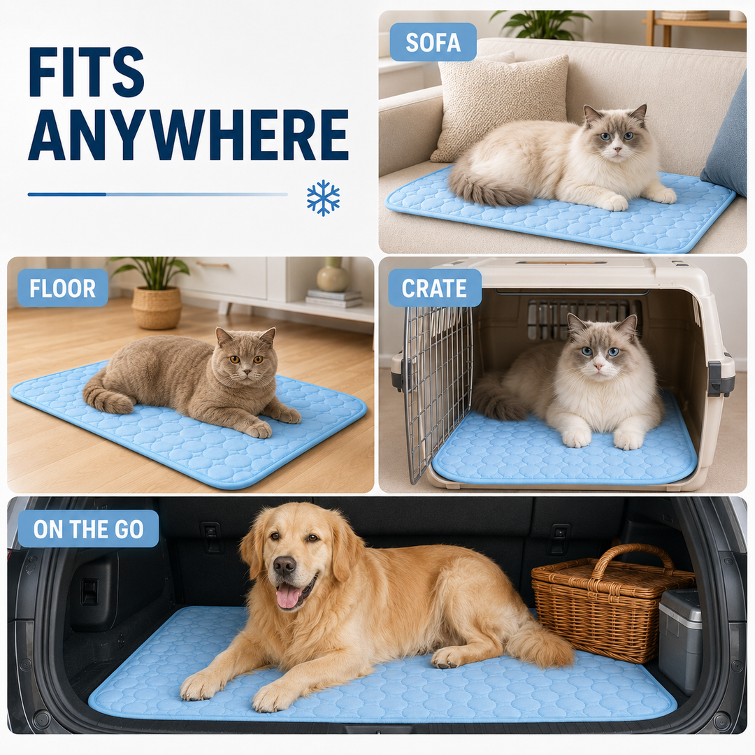 Tapis rafraîchissant matelassé en polyester pour animaux. Confort durable et fraîcheur pour chien/chat.