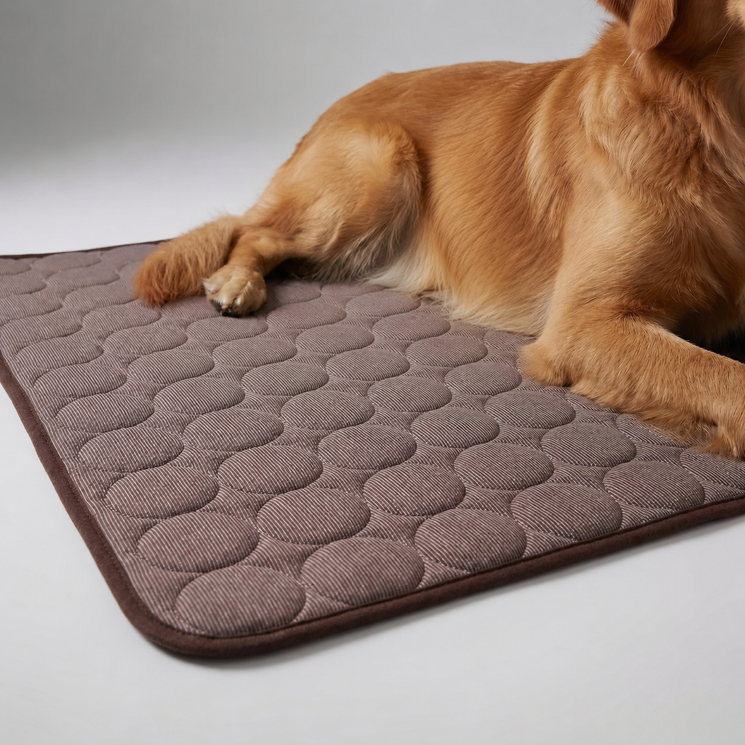 Votre chien ou chat se repose au frais sur ce tapis rafraîchissant matelassé. Confort d'été.