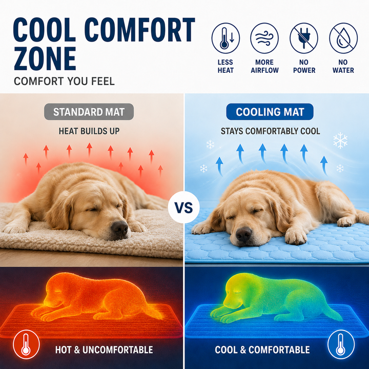 Soulage la chaleur estivale: tapis rafraîchissant matelassé pour chiens et chats. Confort frais optimal.