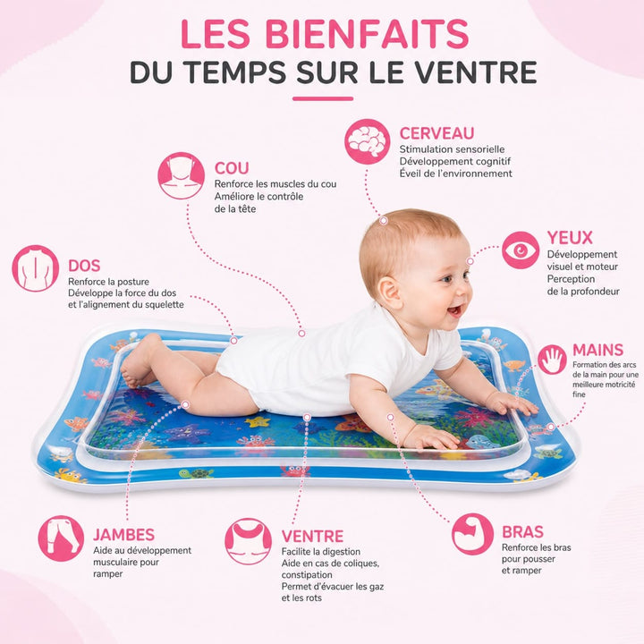 Tapis d'éveil sensoriel aquatique pour bébé, parfait pour le jeu et la découverte. Cadeau idéal pour les nourrissons.
