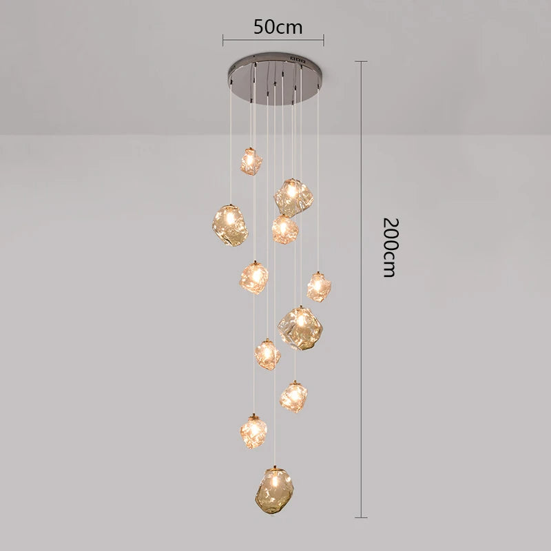 Éclairage d'ambiance LED, chandelier suspendu design nordique pour escalier moderne, déco villa.