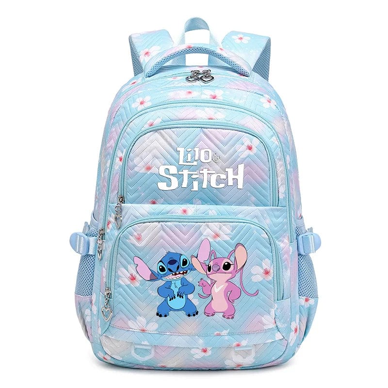 Grand cartable Stitch enfant, capacité suffisante pour toutes les fournitures scolaires.