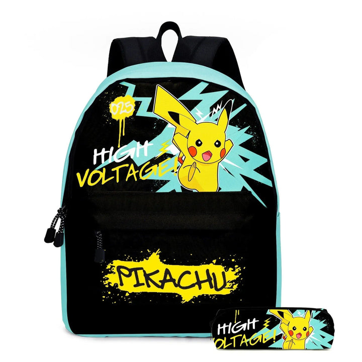 Cartable Pokémon avec compartiments pour fournitures, parfait pour l'école.