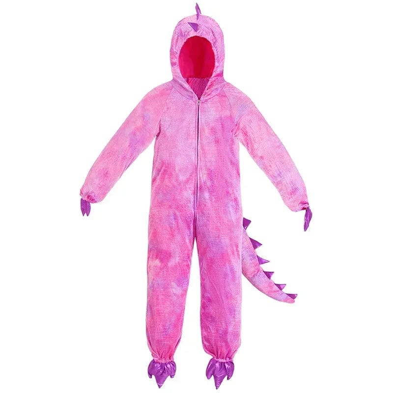 Enfant bondissant en déguisement dinosaure, pour un jeu actif et des fêtes mémorables.