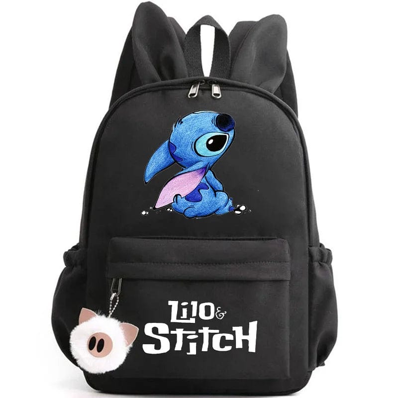 Sac d'école enfant, motifs colorés variés et un porte-clés fantaisie.