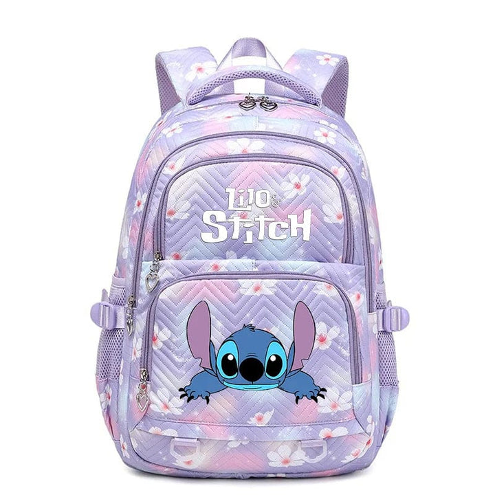 Cartable Stitch enfant avec organisateur interne, pratique pour fournitures scolaires organisées.