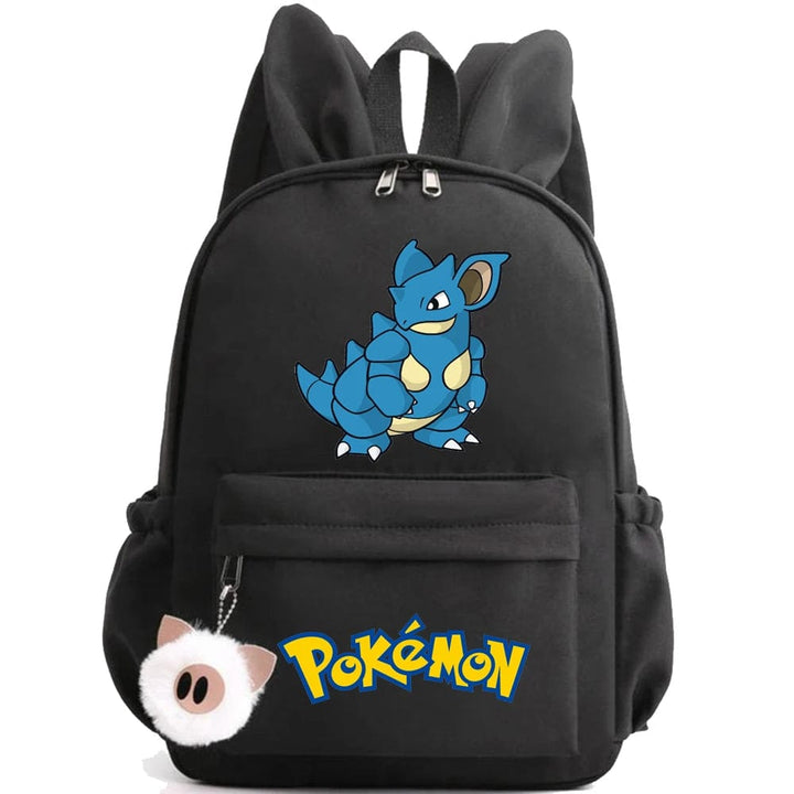 Cartable scolaire robuste Pokémon pour garçons. Sac à dos toile avec porte-clé enfant.