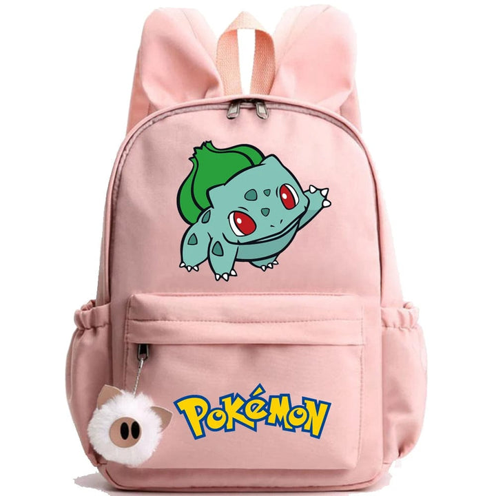 Sac à dos enfant Pokémon en toile robuste. Cartable scolaire avec porte-clé.
