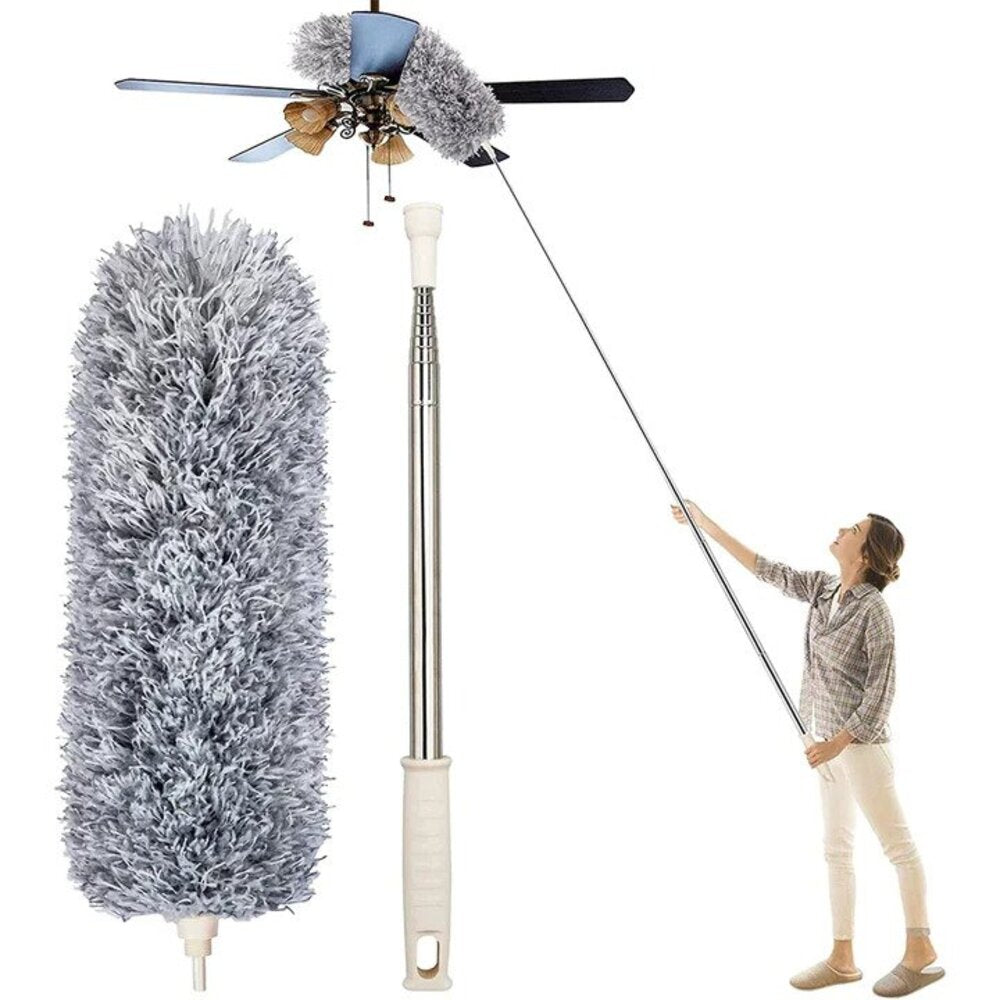 Plumeau télescopique extensible 2,80m pour nettoyage facile et efficace de la poussière en hauteur.