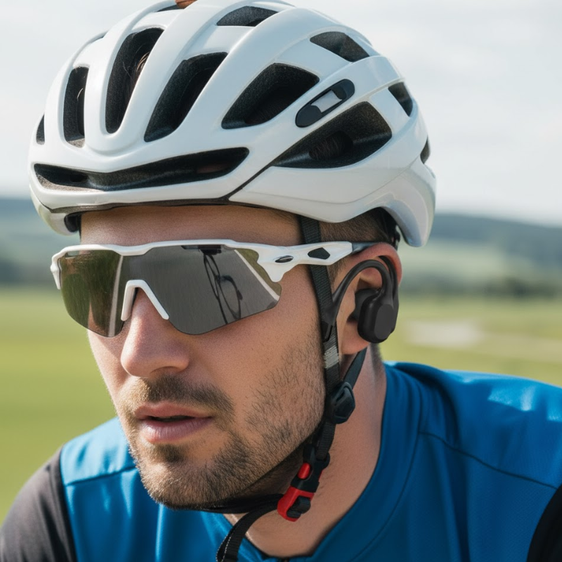 Performance audio sans fil : casque de sport étanche IPX8 à conduction osseuse avec lecteur MP3 32 Go intégré.