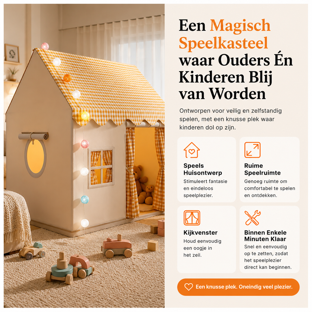 Cadeau enfant: tente de jeu château pour jeu intérieur, rose, avec guirlande lumineuse, développe l'imagination.