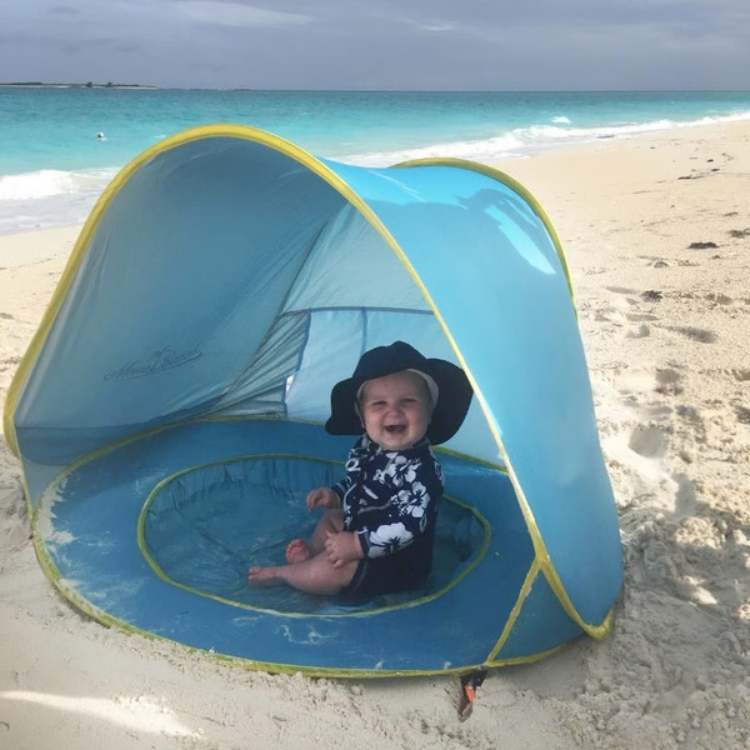 Tente de plage pop-up bébé avec pataugeoire intégrée, protection UV, pare-soleil portable pour enfant, été.