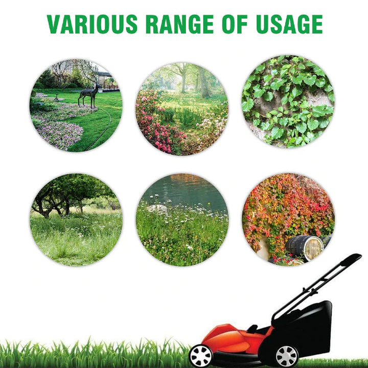 Détail de la tête de débroussailleuse 6 lames en acier, conçue pour une efficacité professionnelle en jardinage.