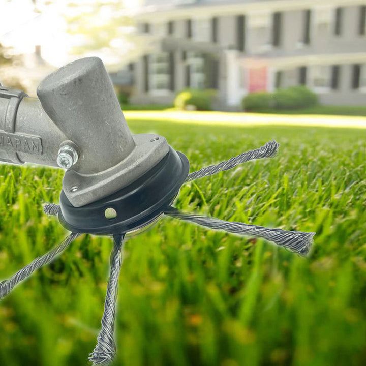 Tête métallique en acier durable pour débroussailleuse, outil essentiel pour jardinage et désherbage rapide.