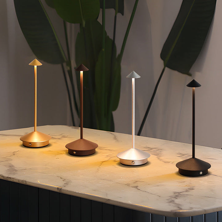 Lampe LED portable sans fil, rechargeable, tactile, parfaite pour l'ambiance intérieure ou la terrasse.