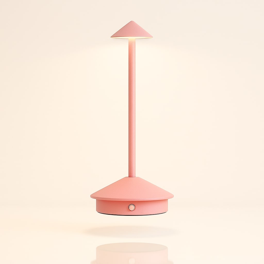 Lampe LED portable tactile, sans fil rechargeable, offrant un éclairage d'appoint et une décoration moderne.