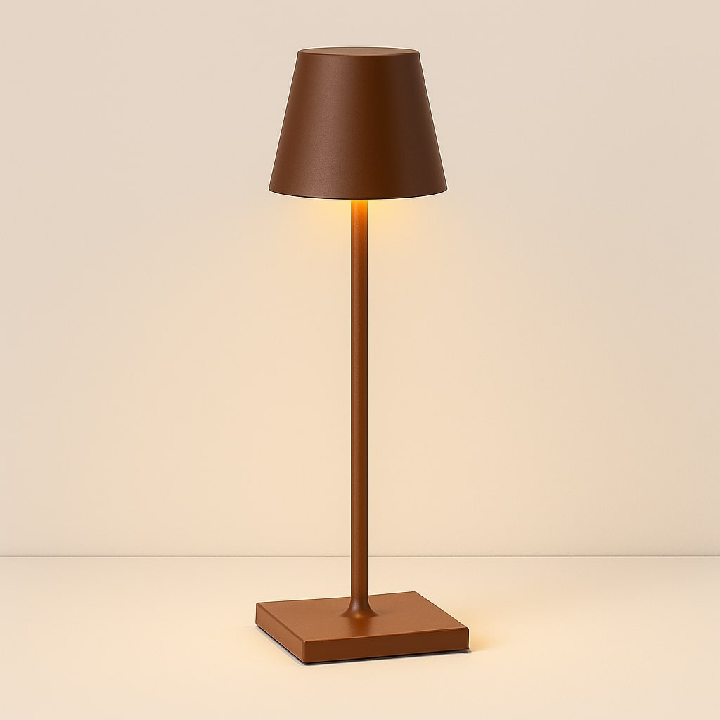 Lampe de table LED intérieure, sans fil, variateur, design minimaliste, crée une ambiance lumineuse relaxante.