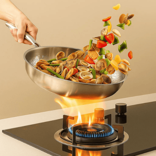 Poêle à frire TITAN-PREMIUM, ustensile de cuisine en métal résistant de qualité supérieure.