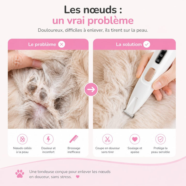Entretien pelage chat facile avec cette tondeuse silencieuse, spécialement conçue pour poils longs.