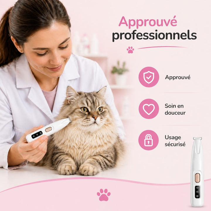 Solution anti-nœuds pour chats : tondeuse silencieuse et sécurisée pour poils longs emmêlés.