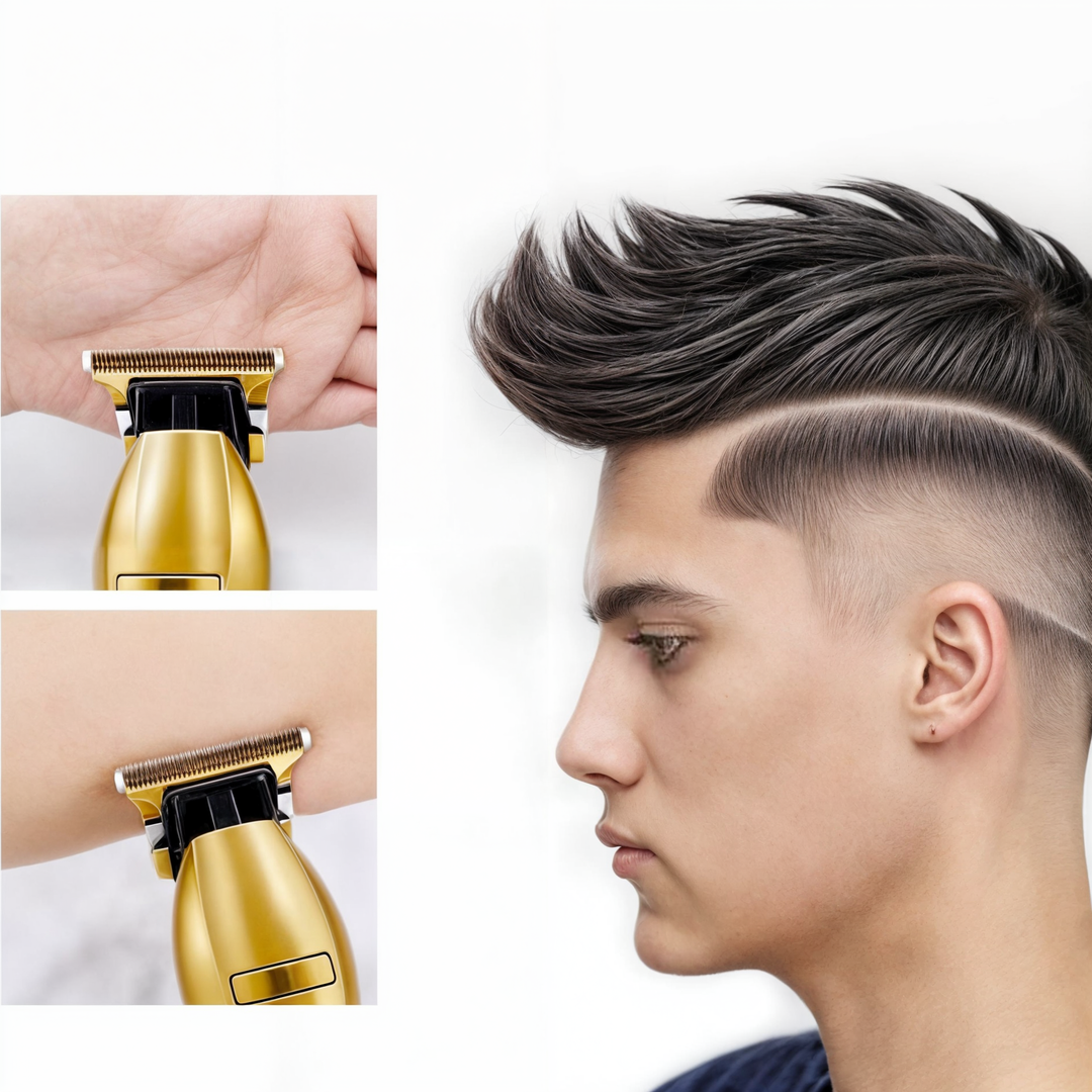 Tondeuse professionnelle sans fil puissante pour une coiffure précise. Lames robustes pour cheveux et barbe, rechargeable USB.