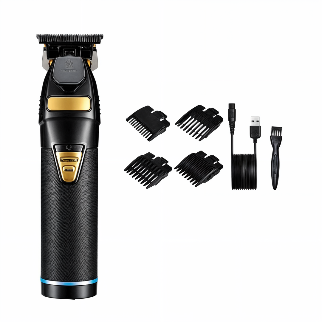 Tondeuse sans fil pour cheveux et barbe, professionnelle, design ergonomique. Coupe précise à la maison, facile à manier.