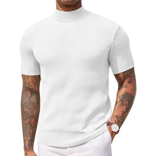 Chemise homme texturée élégante à col montant. Vêtement polyvalent pour look casual chic ou formel.