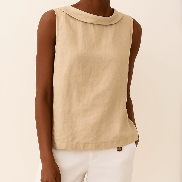 Top décontracté sans manches pour femme, col rond, essentiel pour tenues quotidiennes polyvalentes été/printemps.