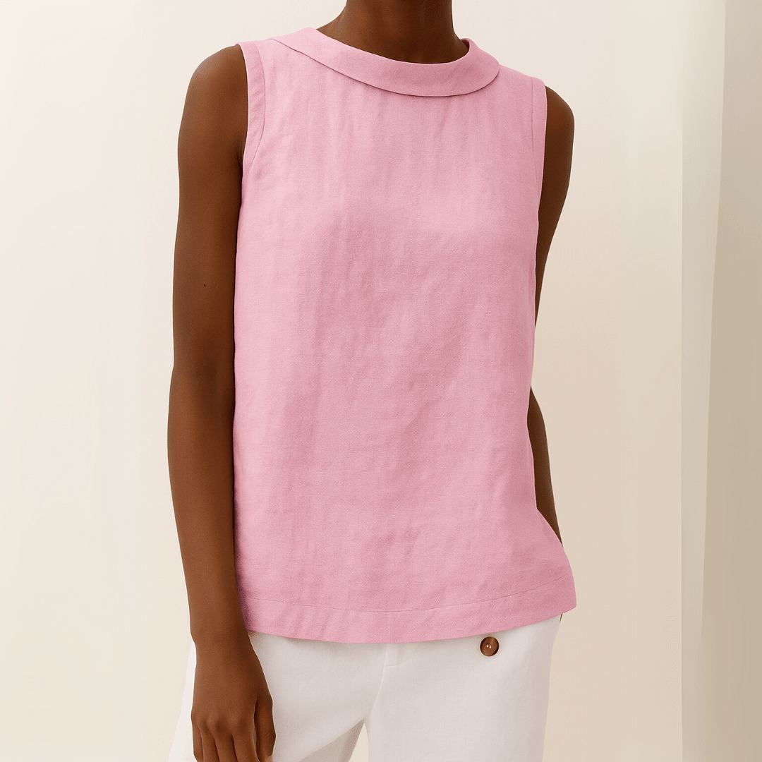 Top femme ample sans manches, décontracté, col rond, confortable, essentiel pour le printemps et l'été quotidiens.
