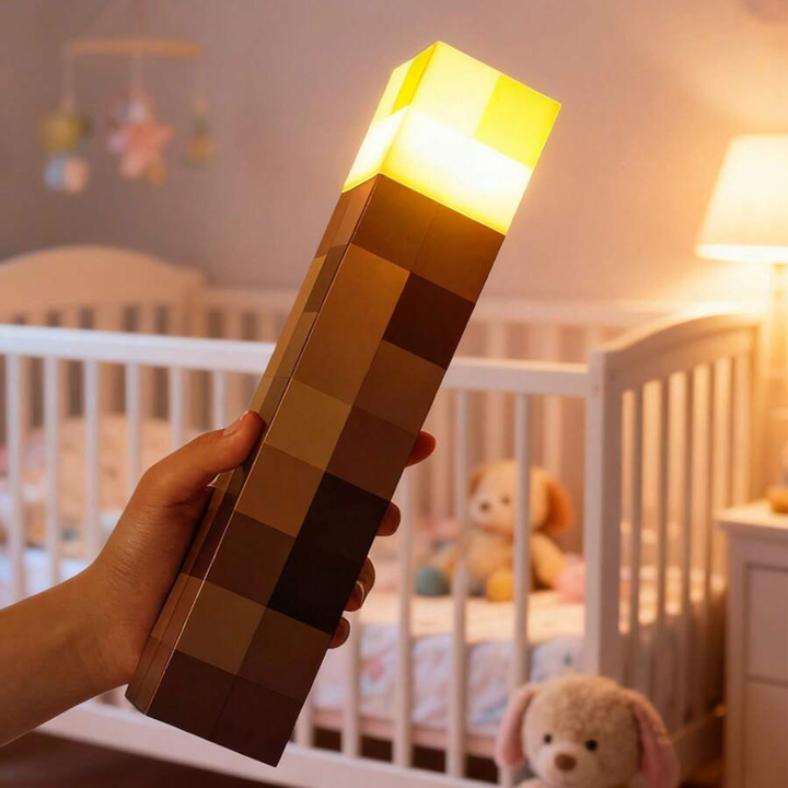 Veilleuse murale LED rechargeable au design lampe torche gaming, parfaite pour chambre d'enfant ou ado.
