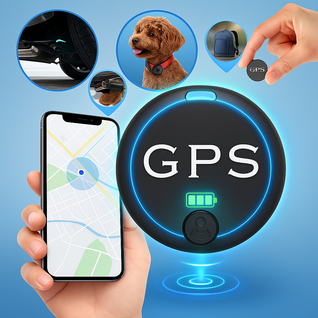 Traceur GPS magnétique compact pour voitures et animaux. Localisation en temps réel, sécurité antivol et suivi précis.
