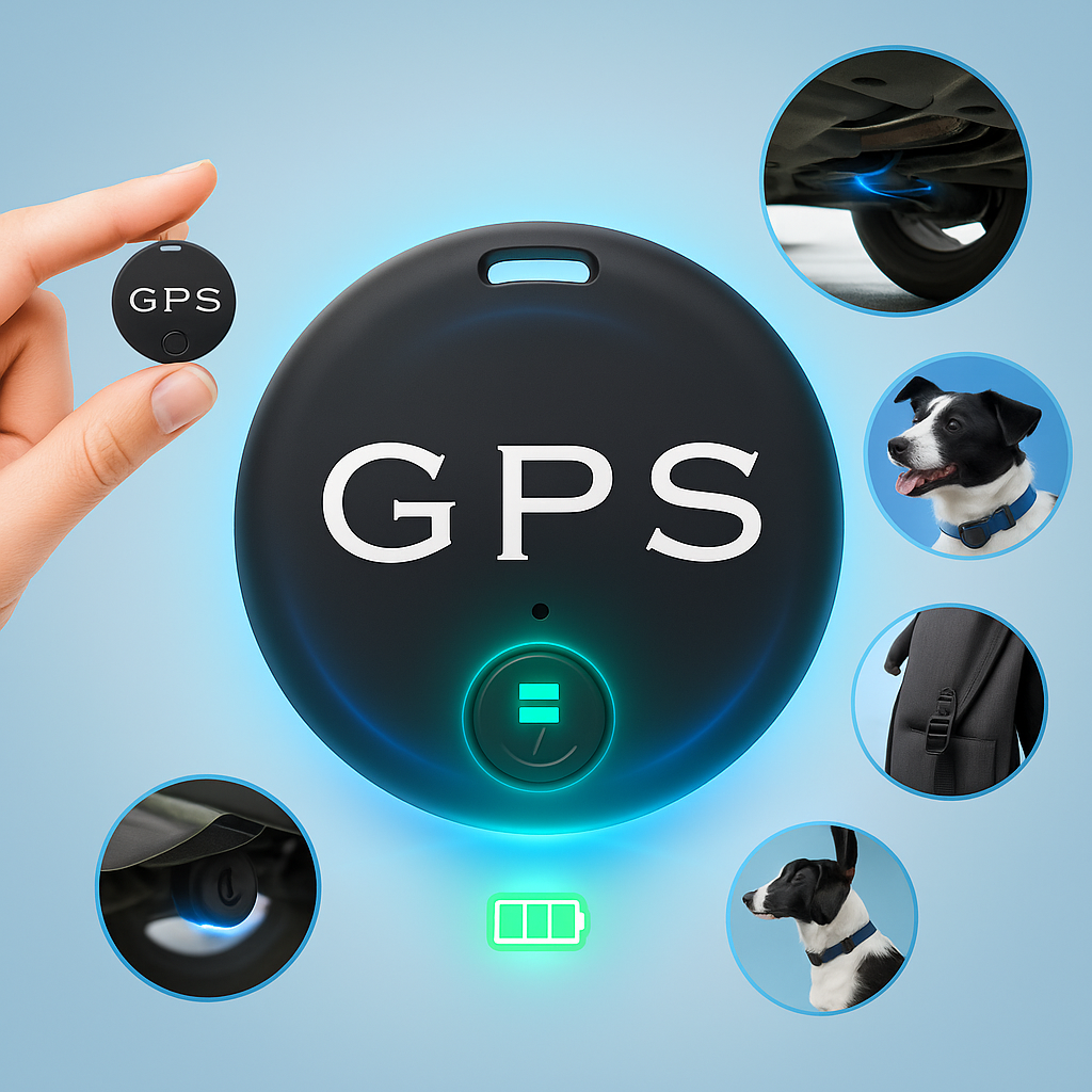 Gadget traceur GPS magnétique discret pour la protection des biens, suivi de voiture ou localisation d'animaux perdus.
