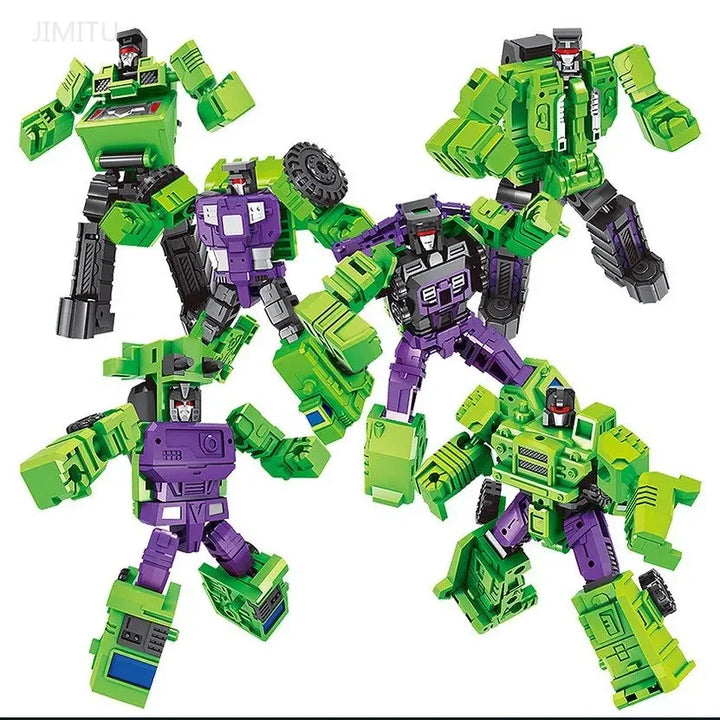 Robot transformateur auto 6-en-1 pour enfant. Jouet éducatif et figurine d'action, idéal cadeau garçon et fille.