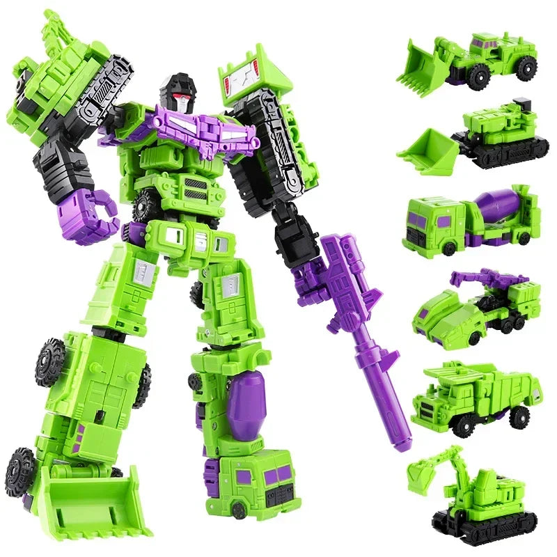 Robot jouet transformateur 6-en-1 avec plusieurs formes. Figurine d'action éducative, cadeau idéal enfant garçon ou fille.