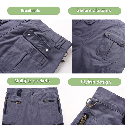 Vue arrière d'un short cargo TrailTrek pour homme, montrant ses multiples poches pratiques et son design robuste.