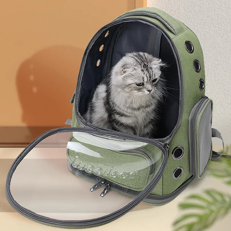 Sac de voyage transparent pour chat, garantit confort et sécurité durant les sorties.