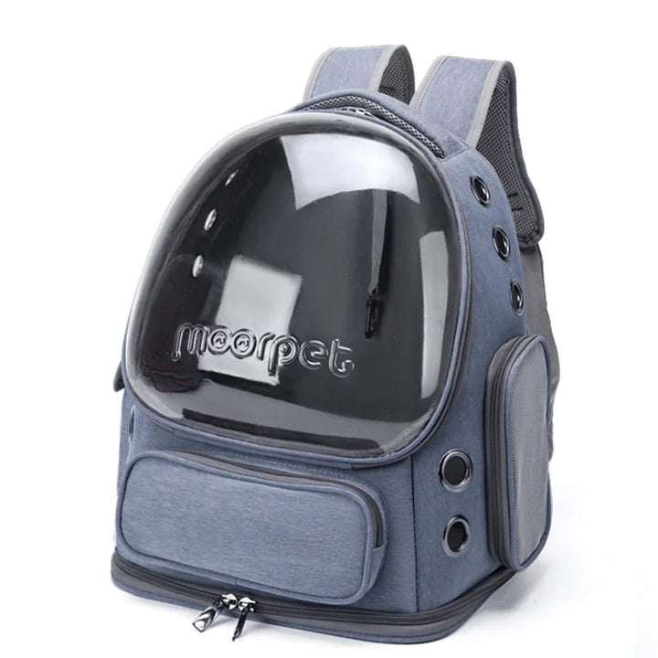 Sac à dos transparent pour petit chien, design aéré, parfait pour les déplacements.