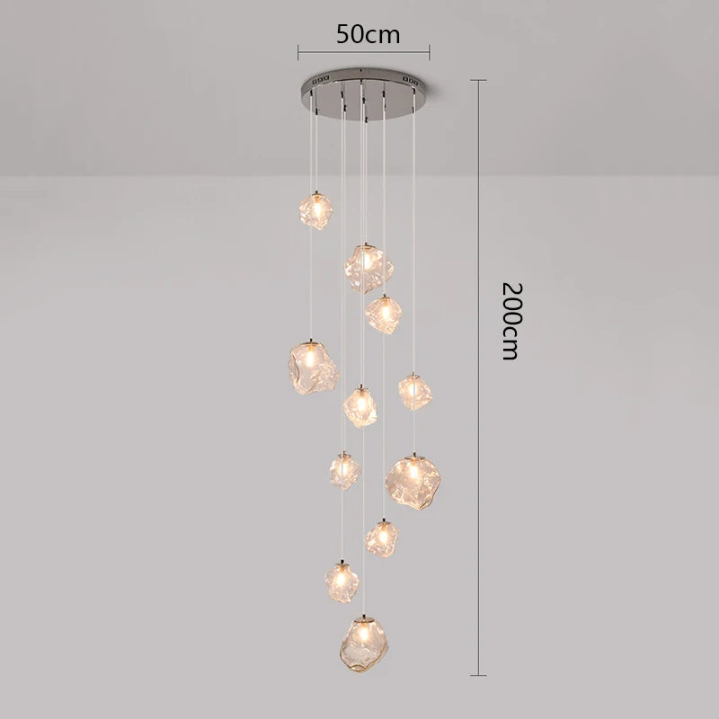 Luminaire LED nordique moderne, chandelier suspendu design pour hall d'escalier, éclairage intérieur.