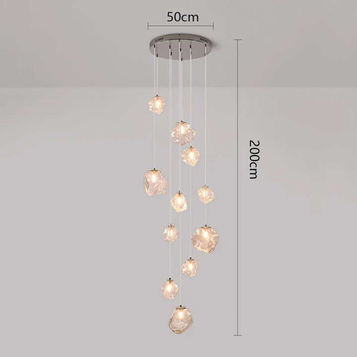 Luminaire LED nordique moderne, chandelier suspendu design pour hall d'escalier, éclairage intérieur.