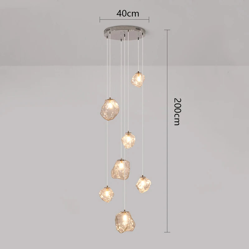 Luminaire suspendu d'escalier design nordique moderne, chandelier LED réglable pour intérieur.