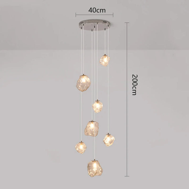 Luminaire suspendu d'escalier design nordique moderne, chandelier LED réglable pour intérieur.