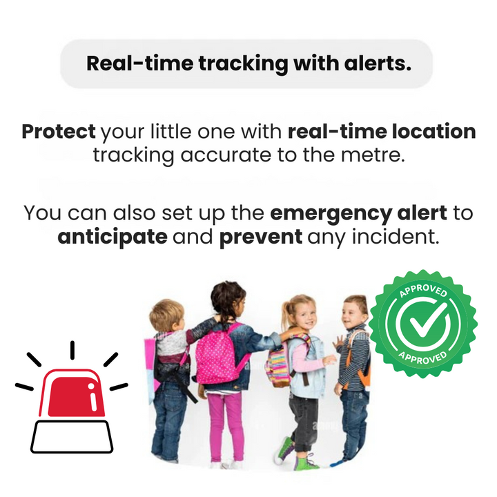 Un parent utilisant l'application pour localiser son enfant grâce au traqueur GPS portable.