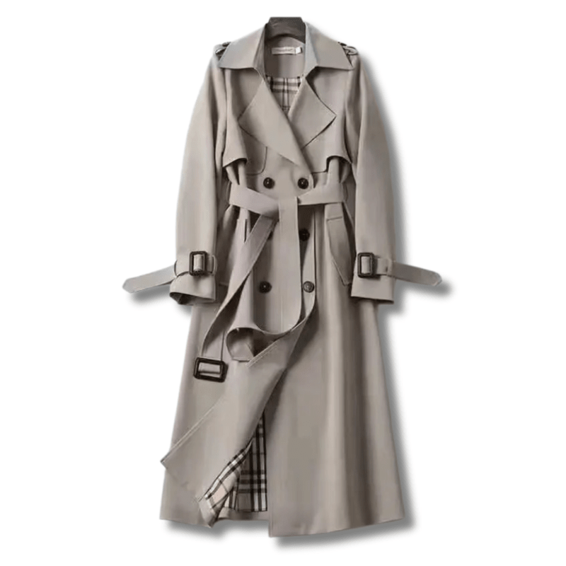Élégant trench long femme pour un look chic d'automne/printemps. Manteau sophistiqué et intemporel.