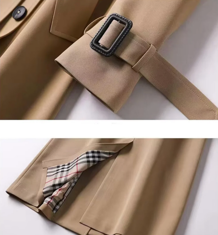 Trench-coat femme long, imperméable et chic avec ceinture. Manteau élégant mi-saison, idéal printemps/automne.