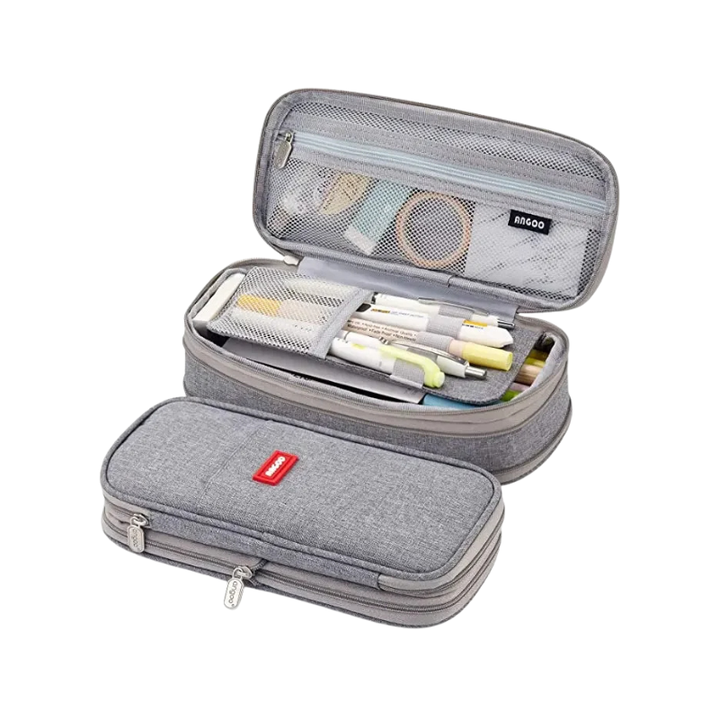 Trousse à crayons unisexe, grande capacité, parfaite pour organiser fournitures scolaires, double fermeture éclair pratique.