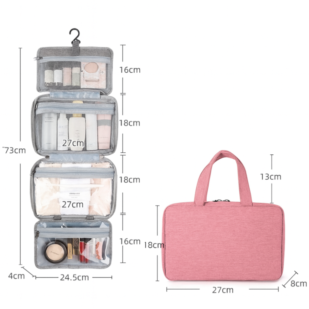 Organisation facile en voyage avec cette trousse de toilette unisexe multi-poches à suspendre, idéale pour tous vos accessoires.