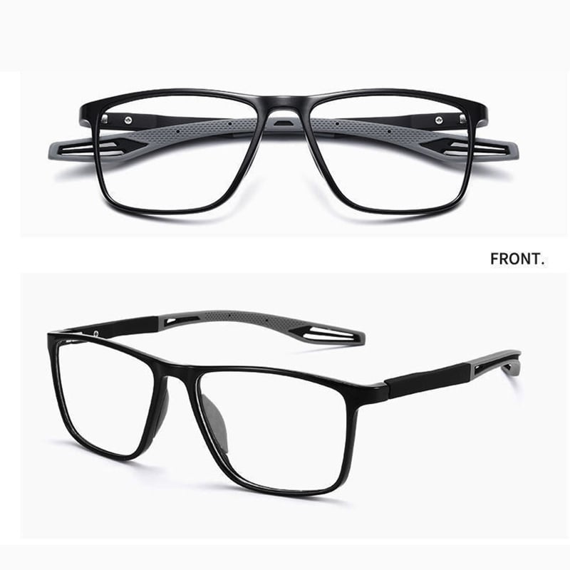 Monture fine et légère en polycarbonate pour ces lunettes de lecture multifocales, alliant style et fonction.