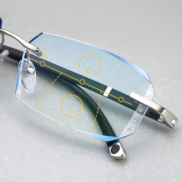 Lunettes de lecture progressives pour écran et livre, verres multifocaux, vision nette.