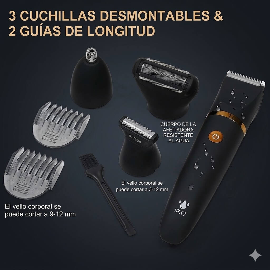 TrimPro 3-en-1 – Afeitadora Corporal de Precisión para Hombre